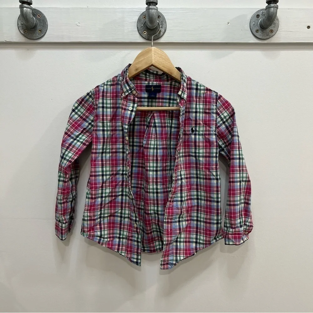 Boys Ralph Lauren plaid button down shirt.